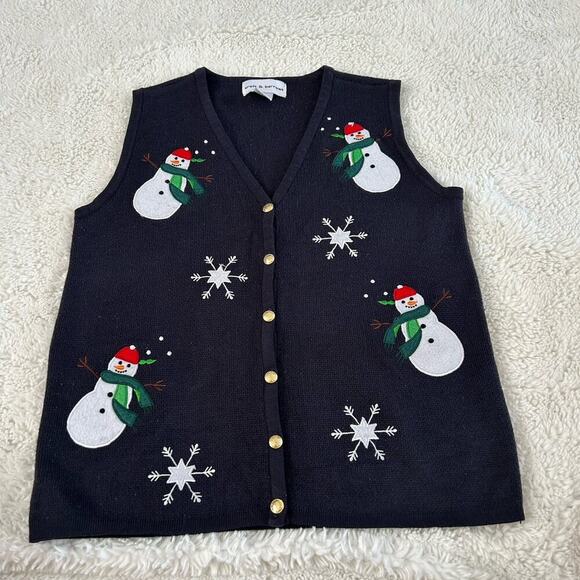 croft & barrow Jackets & Blazers - VTG Christmas Vest Women’s Sz Small Snowman Holiday 90s Mom Retro Croft & Barrow